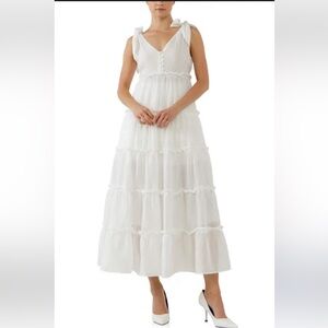 Free the Roses white‎ maxi dress NEW Large